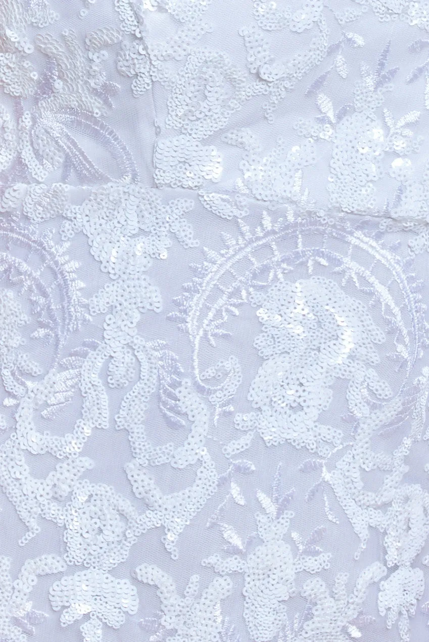 Bardot Sequin Embroidered Maxi Dress - White by Goddiva sold by Goddiva product image thumbnail 4