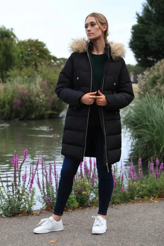 Double Second Black Oversized Long Duvet Coat sold by Goddiva