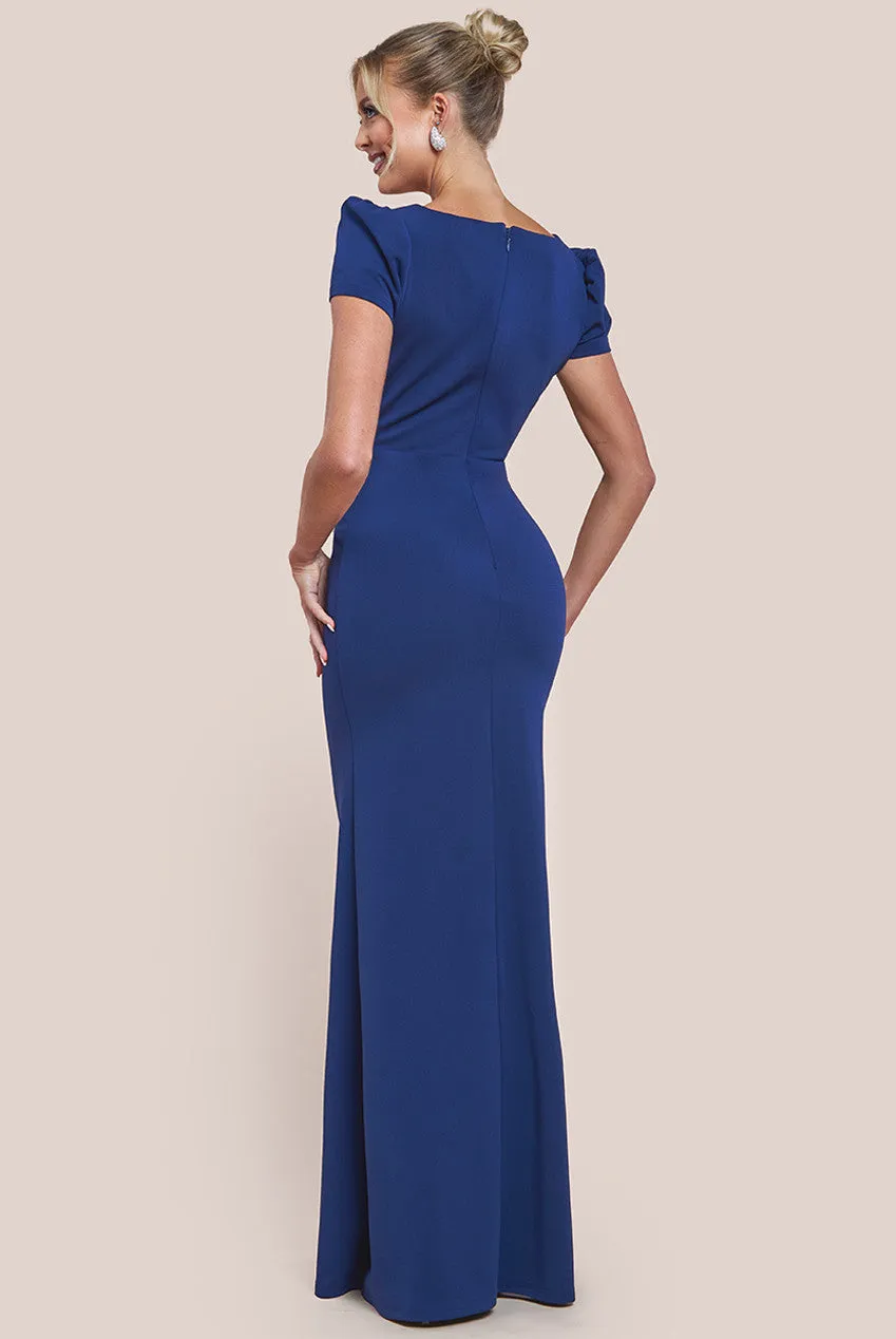 Diamante Embellished Bow Scuba Crepe Maxi Dress - Navy by Goddiva sold by Goddiva product image thumbnail 4