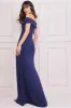 Goddiva Off The Shoulder Maxi With Split - Navy sold by Goddiva