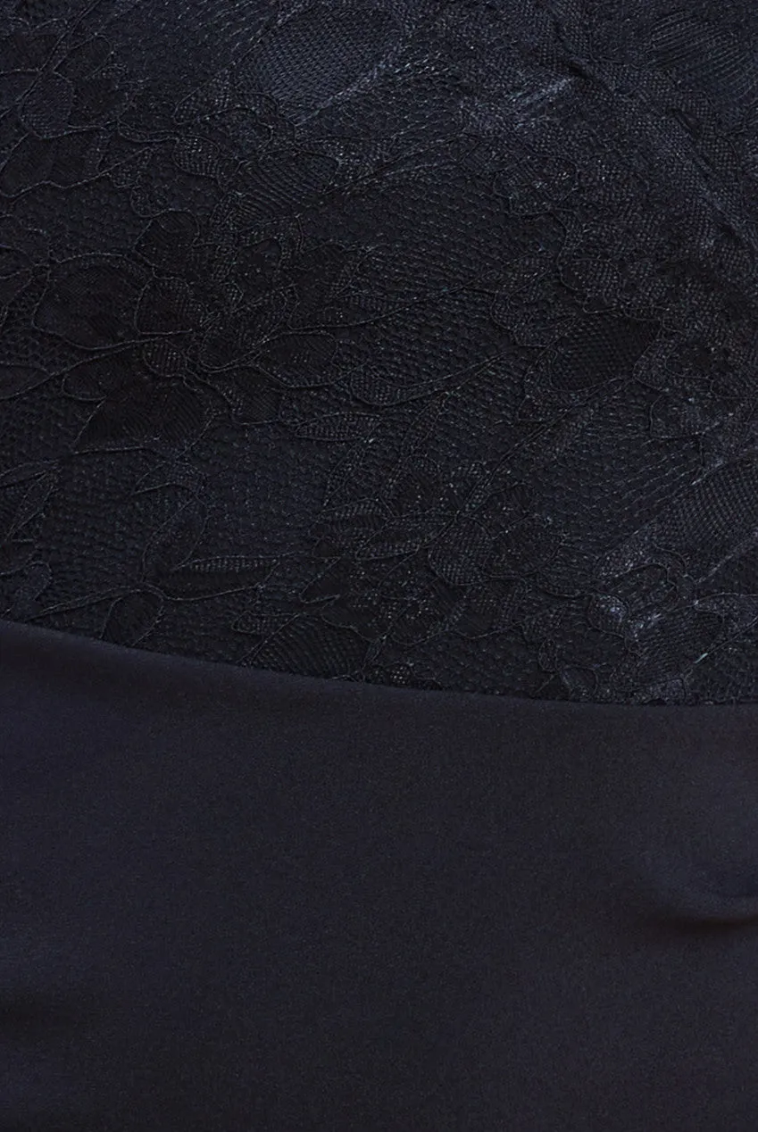 Goddiva Scalloped Lace & Scuba Maxi Dress - Black sold by Goddiva product image thumbnail 4