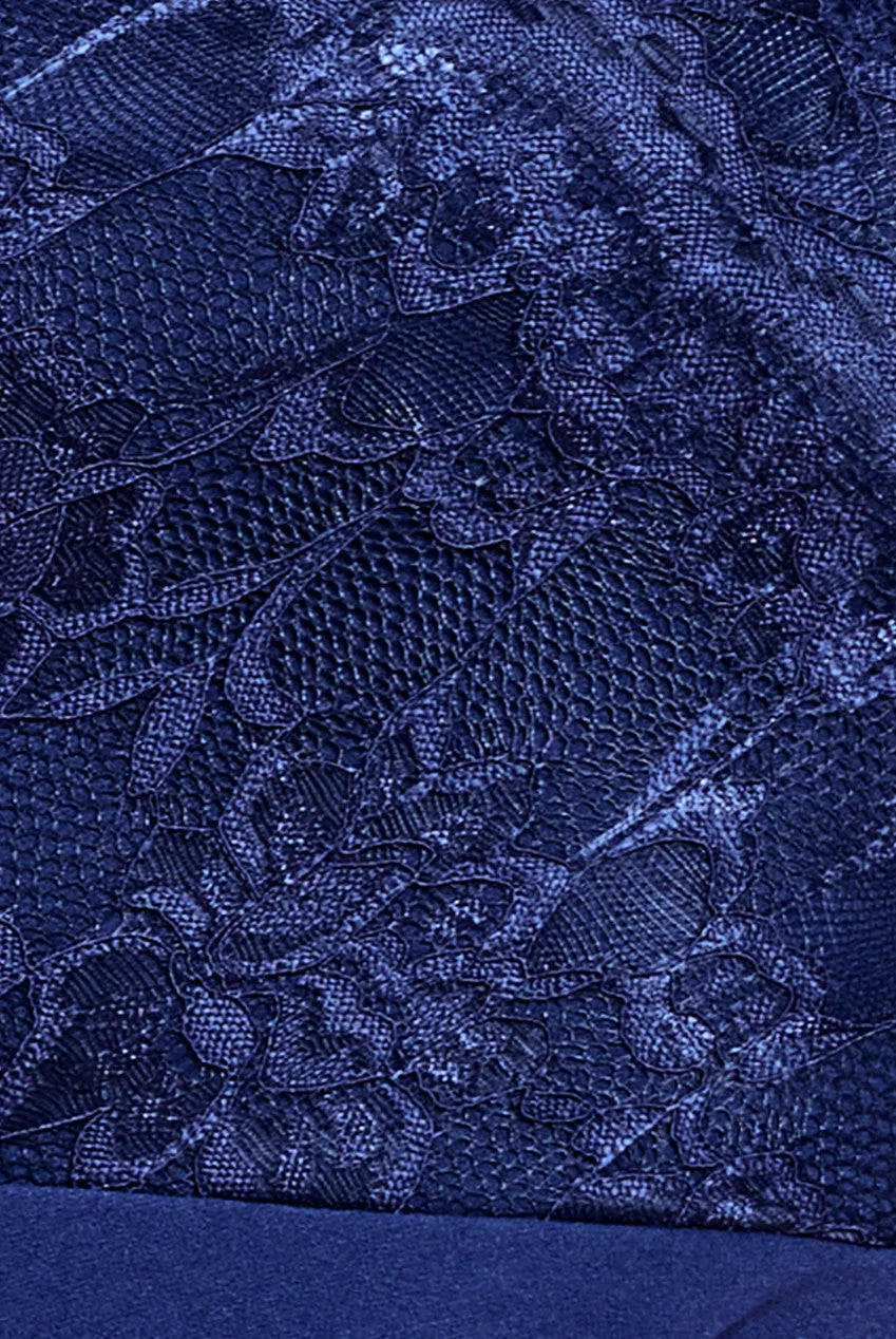 Scalloped Lace & Scuba Maxi Dress - Navy by Goddiva sold by Goddiva product image thumbnail 4