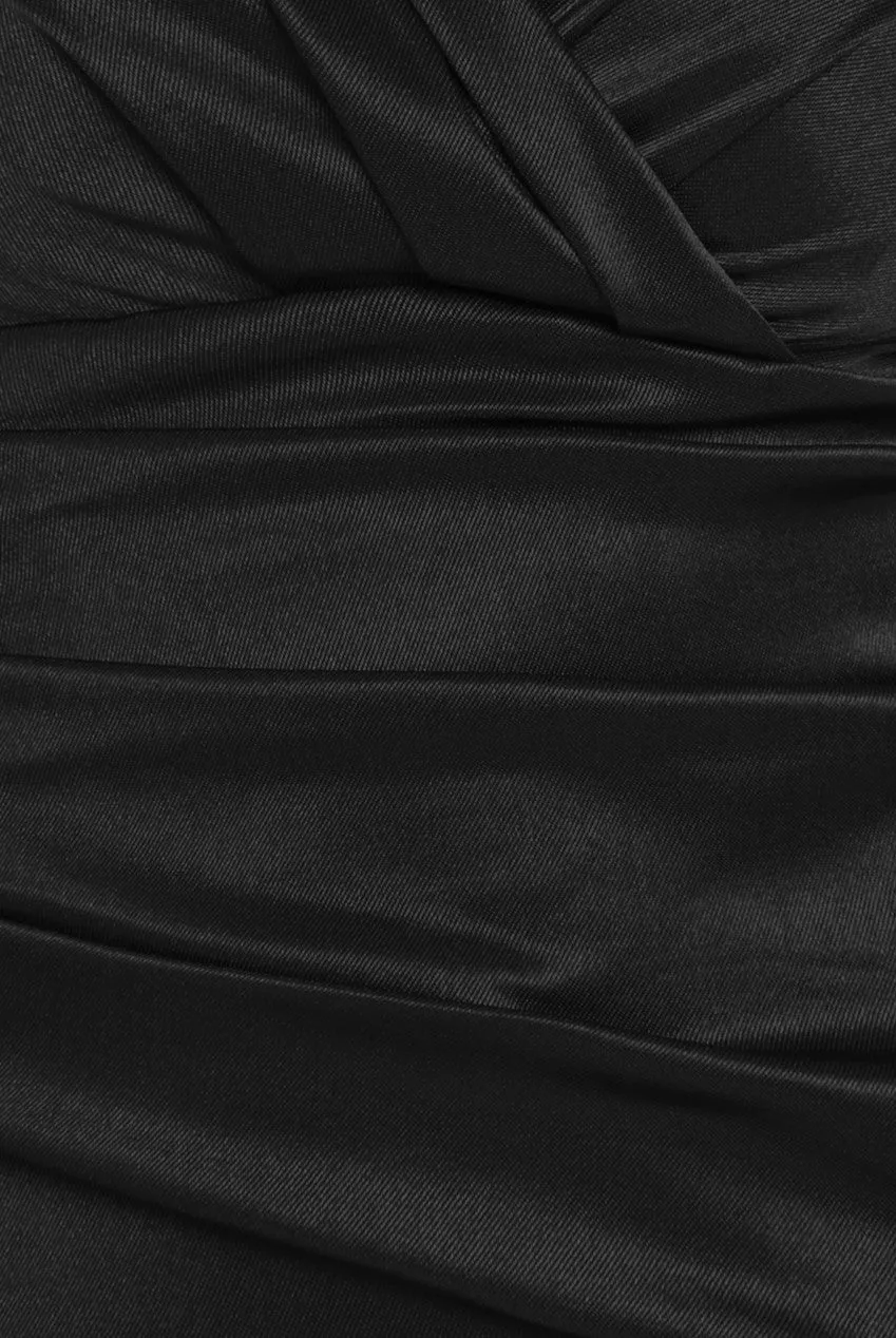 Satin Off The Shoulder Maxi Dress - Black by Goddiva sold by Goddiva product image thumbnail 4