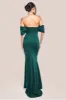 Off The Shoulder Draped Sleeve Maxi Dress - Emerald Green by Goddiva sold by Goddiva