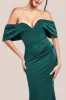 Off The Shoulder Draped Sleeve Maxi Dress - Emerald Green by Goddiva sold by Goddiva
