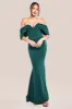 Off The Shoulder Draped Sleeve Maxi Dress - Emerald Green by Goddiva sold by Goddiva