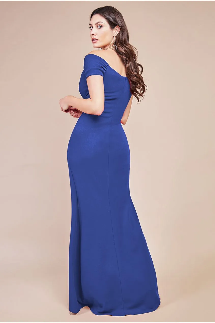 Goddiva Off The Shoulder Knot Front Maxi - Royal Blue sold by Goddiva product image thumbnail 2