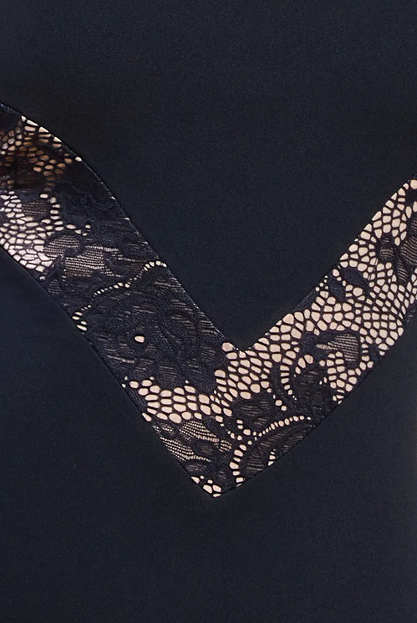 Scuba & Lace Long Sleeve Maxi Dress - Black by Goddiva sold by Goddiva product image thumbnail 4