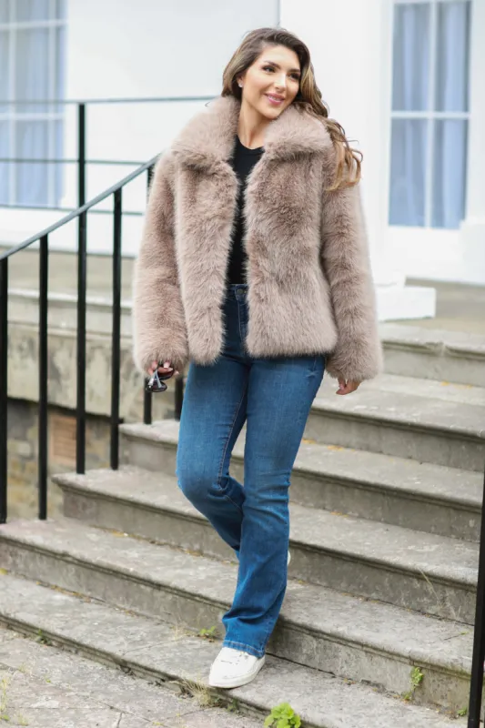 Faux Soft Fur Jacket by Double Second sold by Goddiva