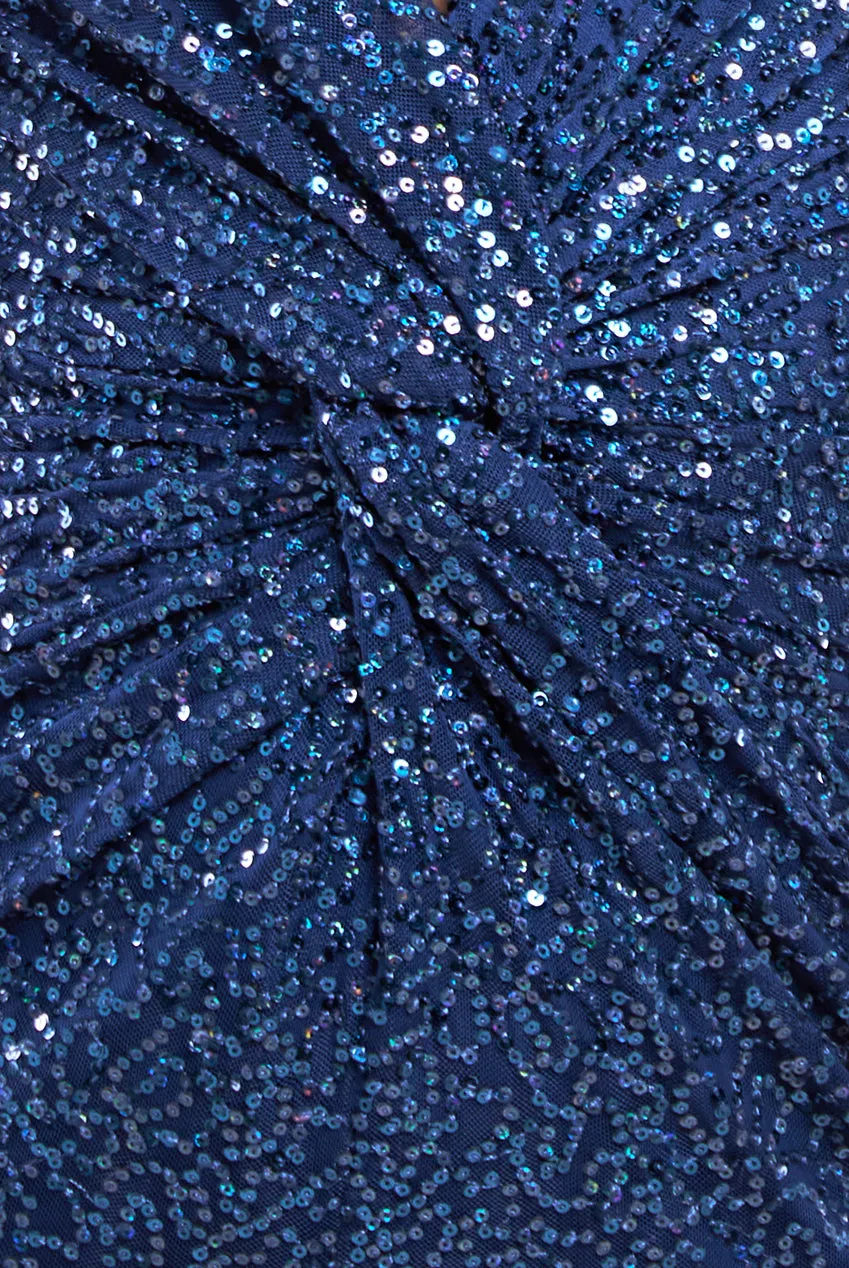 Twisted Front Sequin Maxi Dress - Navy by Goddiva sold by Goddiva product image thumbnail 4