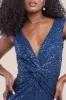 Twisted Front Sequin Maxi Dress - Navy by Goddiva sold by Goddiva