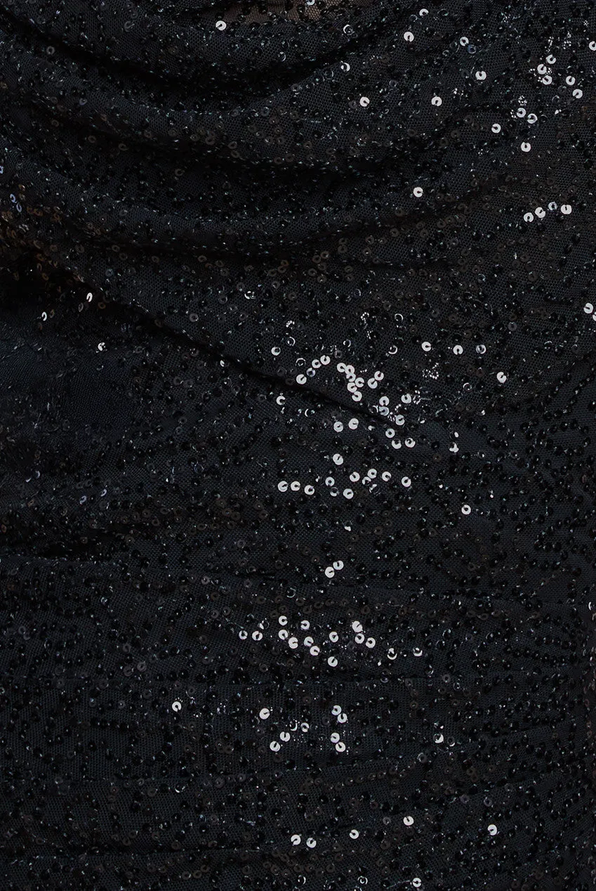Sequin Cowl One Shoulder Midi Dress - Black by Goddiva sold by Goddiva product image thumbnail 4