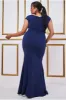 Bardot Pleated Maxi Dress - Navy by Goddiva Plus sold by Goddiva