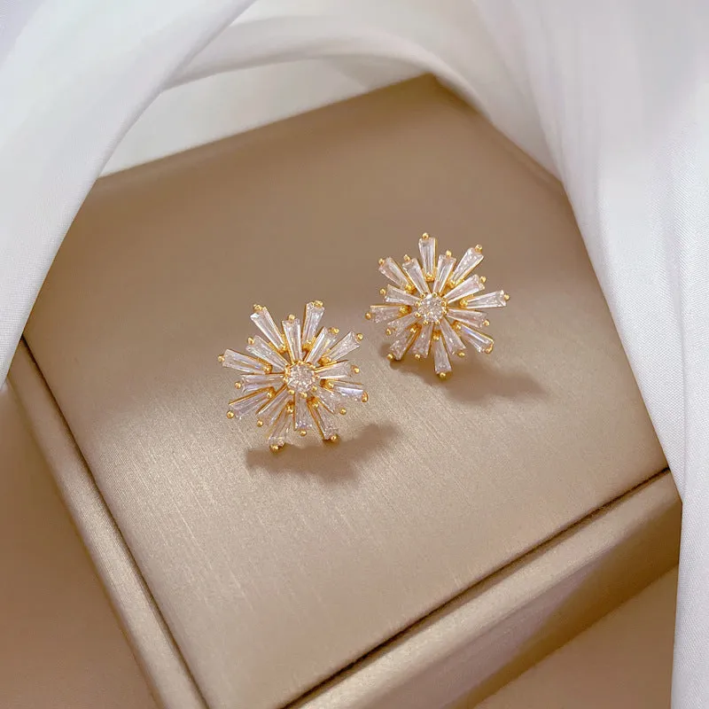 Last True Angel Cubic Zirconia Starburst Earring In Gold sold by Goddiva