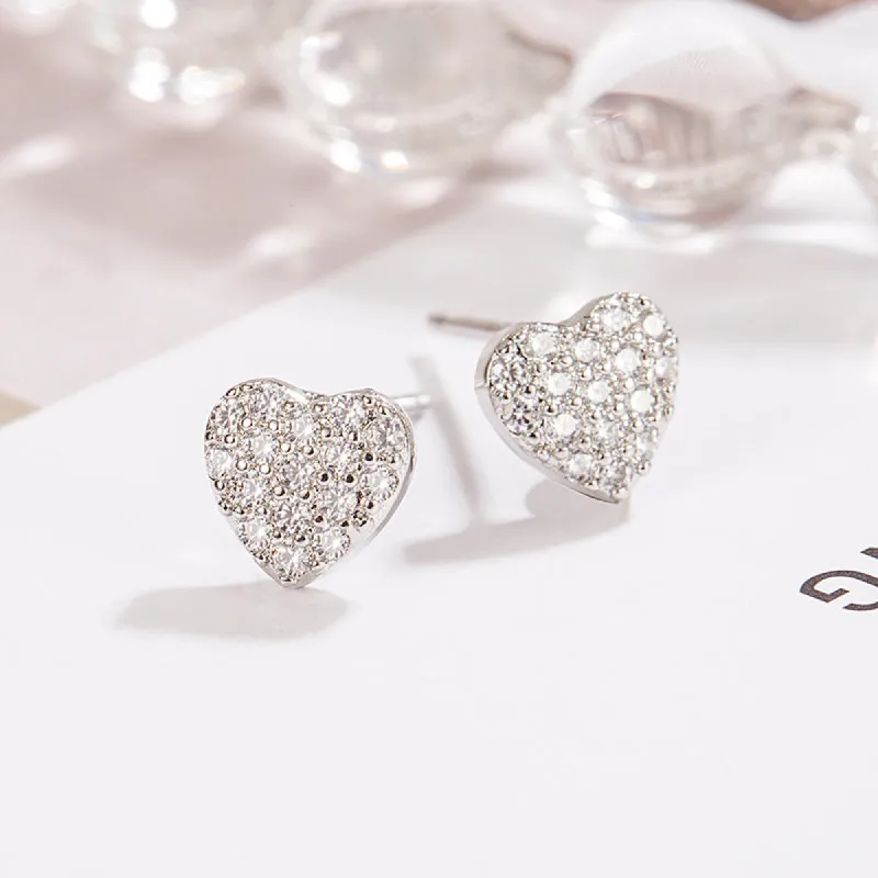 Cubic Zirconia Heart Stud In Silver by Last True Angel sold by Goddiva