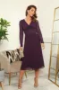 Twist V-Neck Long Sleeve Pleated Dress by Double Second sold by Goddiva