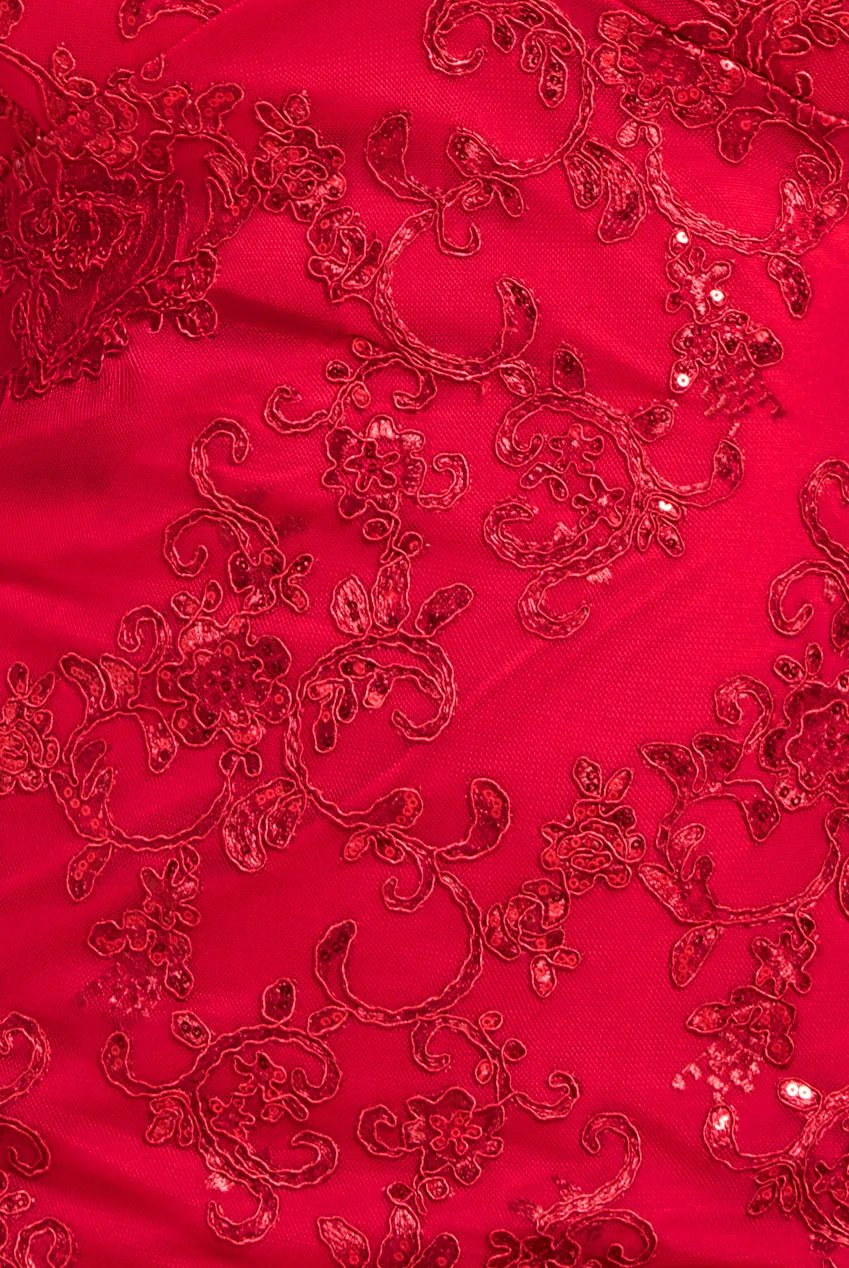 Scallop Lace Midi Dress- Red by Goddiva Plus sold by Goddiva product image thumbnail 4