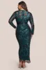 Tassel & Sequin Maxi With Front Split - Emerald Green by Goddiva Plus sold by Goddiva