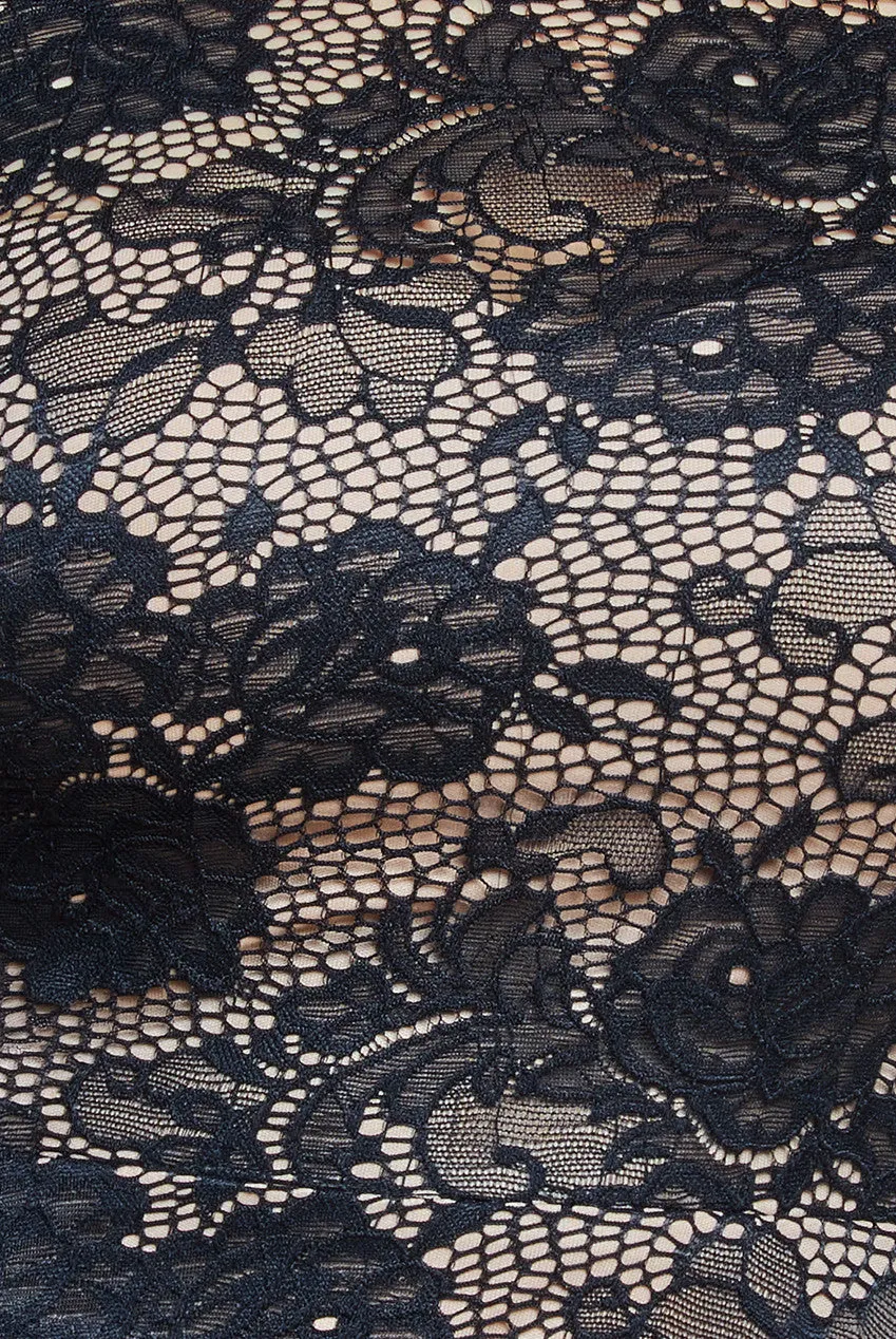 Scalloped Lace A-Line Maxi Dress - Black by Goddiva sold by Goddiva product image thumbnail 4