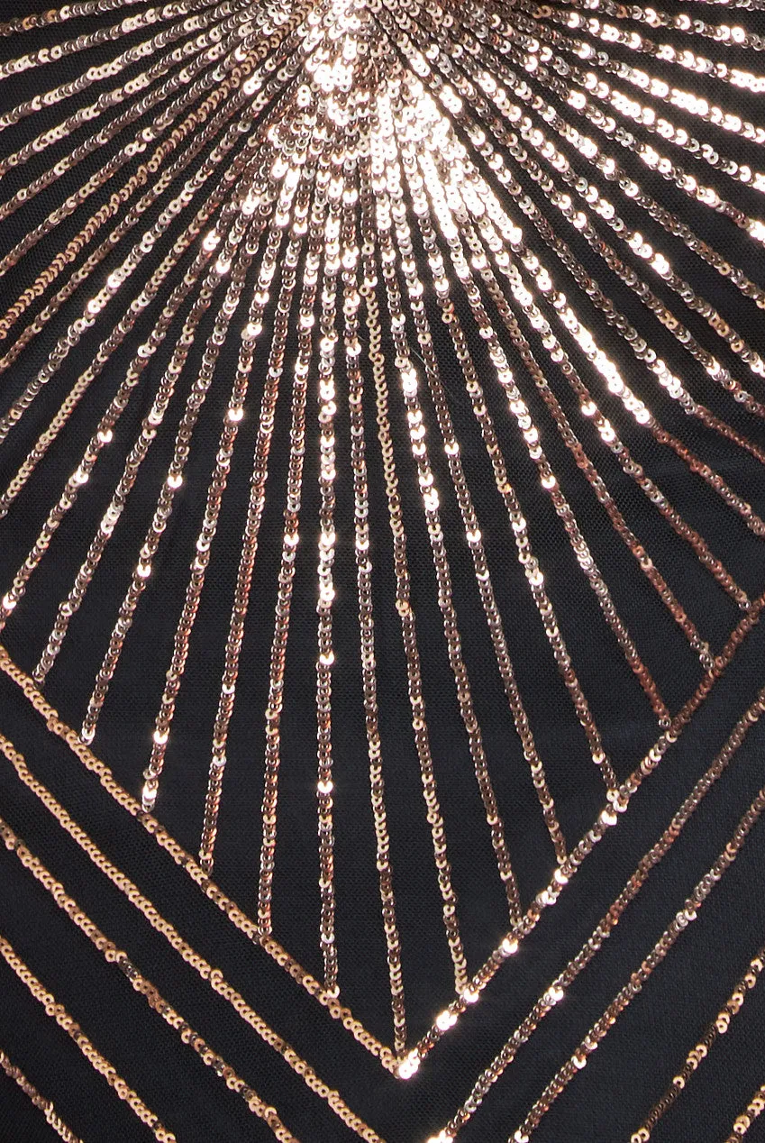 Plus Starburst Sequin Maxi Dress - Rose Gold by Goddiva Plus sold by Goddiva product image thumbnail 4