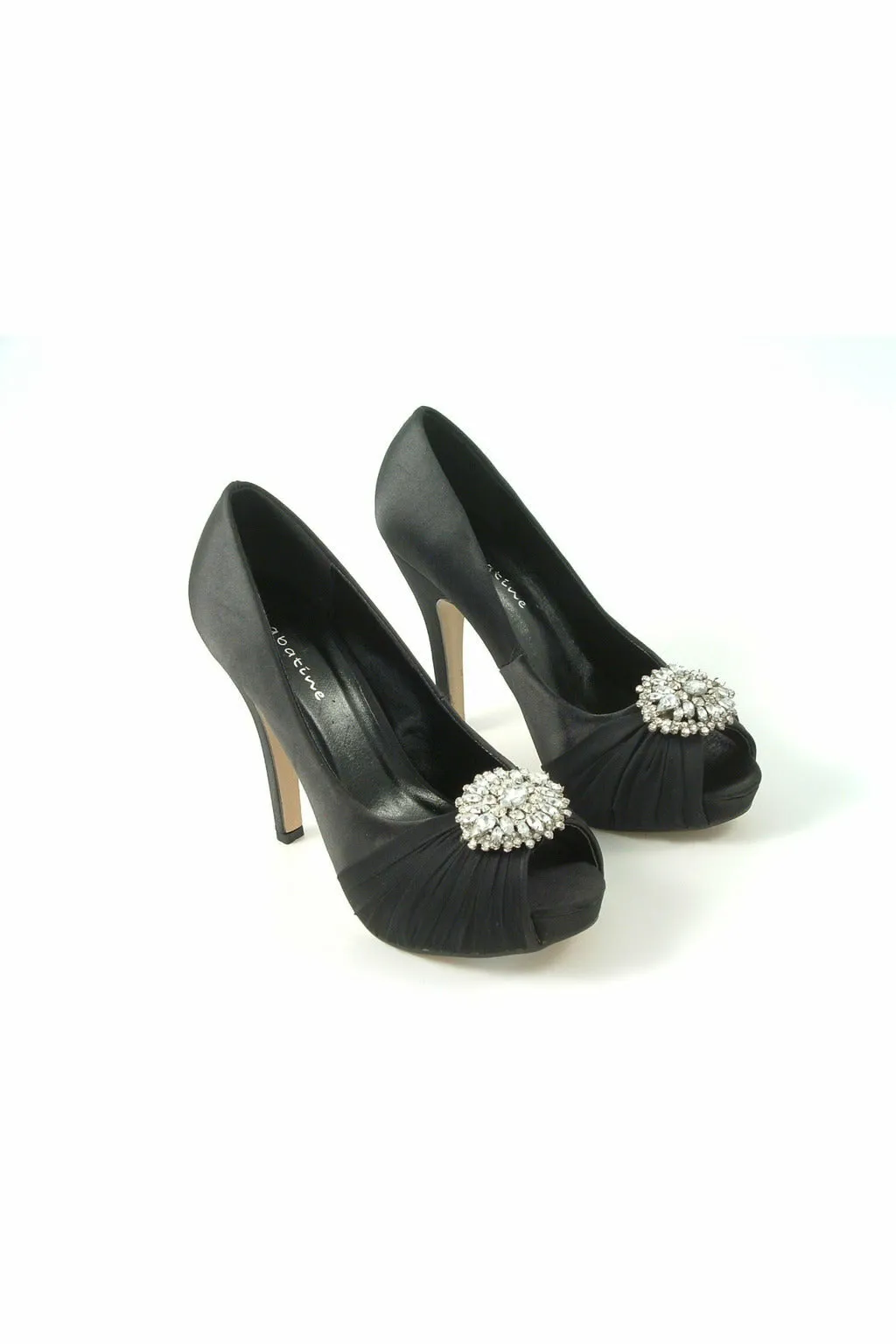 Glitz Shoes Ripley Sabatine Fee 888 Satin Peep Toe Platform sold by Goddiva