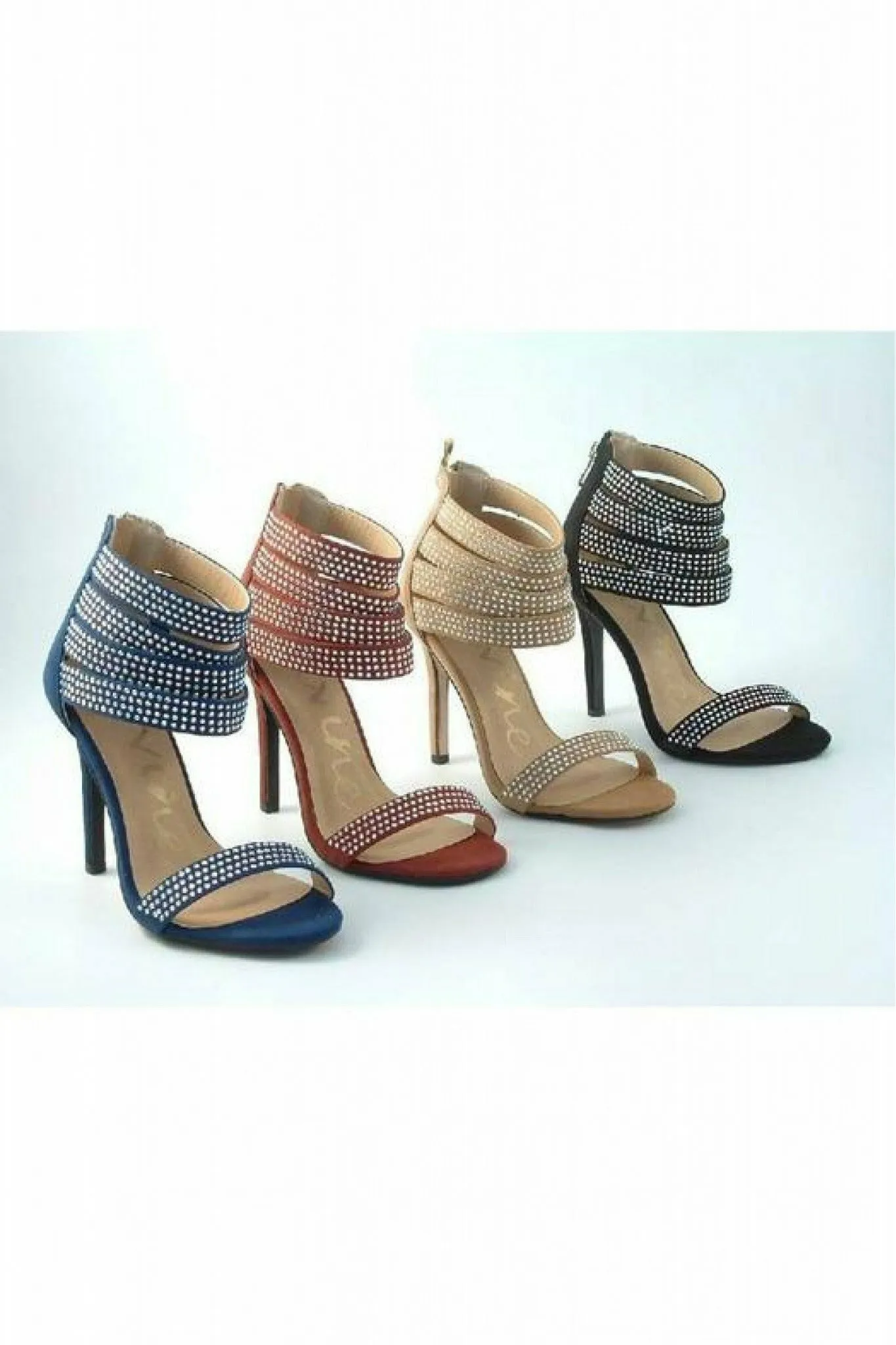 Glitz Shoes Ora Divine Diamante Faux Suede Strap Heeled Sand sold by Goddiva product image thumbnail 2