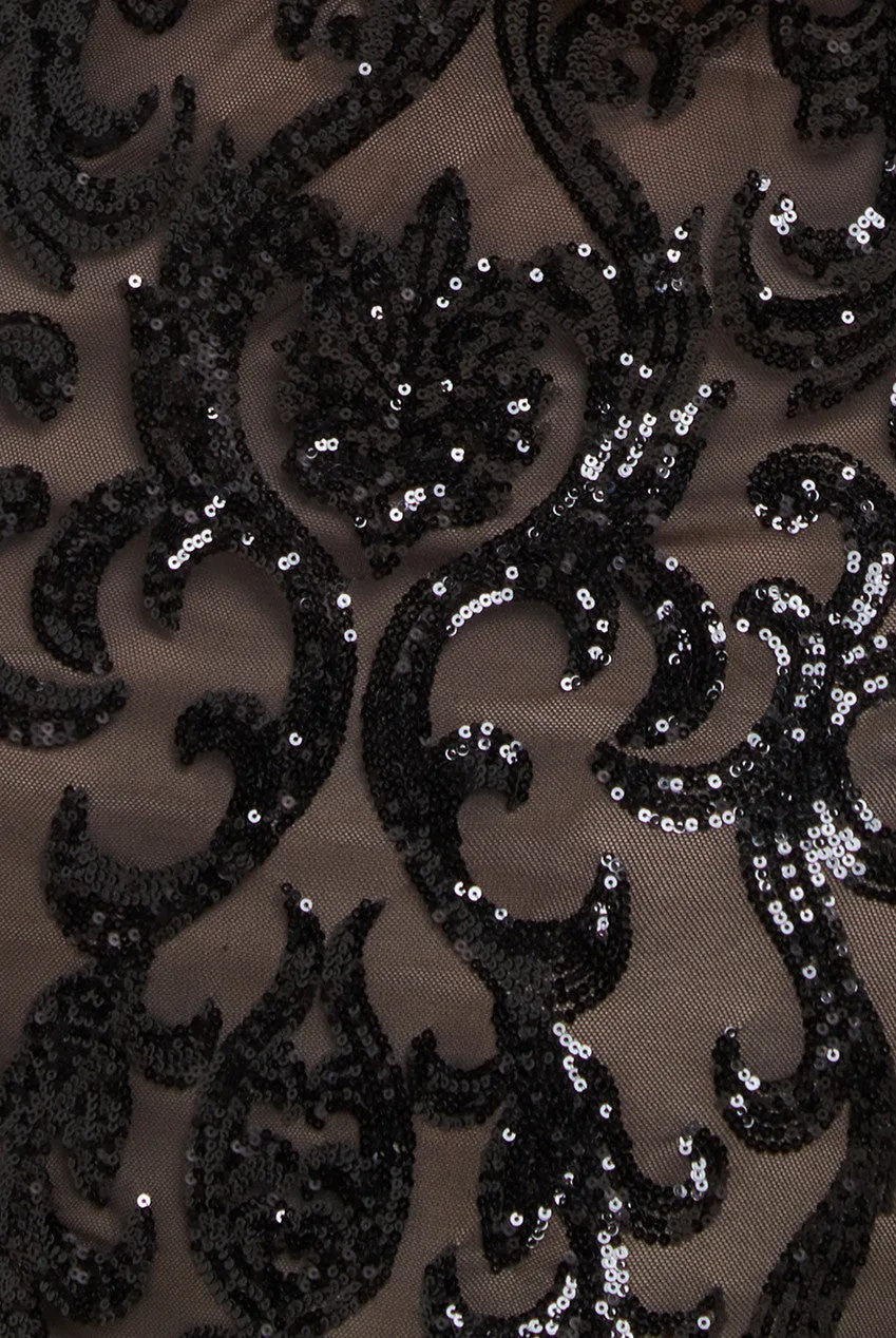 Embroidered Sequin & Mesh Maxi Dress - Black by Goddiva Plus sold by Goddiva product image thumbnail 4