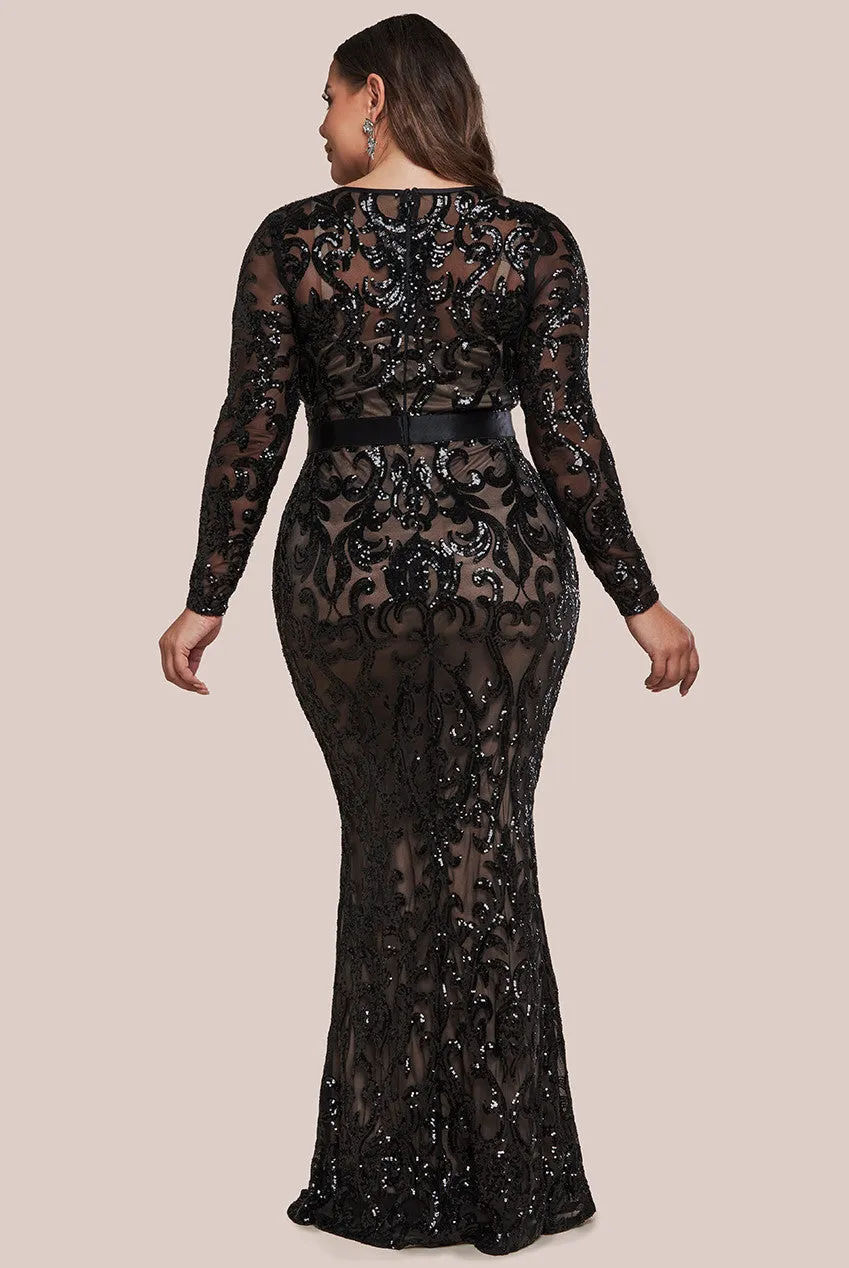 Embroidered Sequin & Mesh Maxi Dress - Black by Goddiva Plus sold by Goddiva product image thumbnail 2