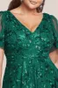 Flared Sleeve Embroidered Maxi Dress - Emerald by Goddiva Plus sold by Goddiva