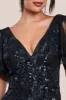 Flared Sleeve Embroidered Maxi Dress - Black by Goddiva sold by Goddiva
