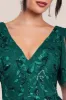 Flared Sleeve Embroidered Maxi Dress - Emerald Green by Goddiva sold by Goddiva