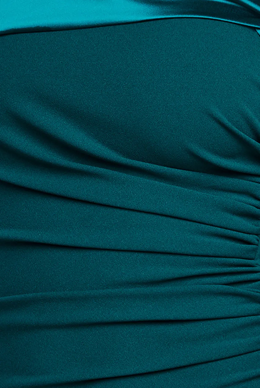 One Shoulder Satin Band Maxi Dress - Emerald Green by Goddiva sold by Goddiva product image thumbnail 4