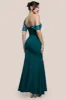 One Shoulder Satin Band Maxi Dress - Emerald Green by Goddiva sold by Goddiva