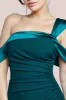 One Shoulder Satin Band Maxi Dress - Emerald Green by Goddiva sold by Goddiva