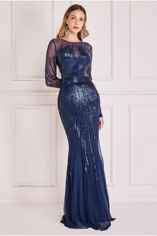 Shooting Star Sequin Maxi - Navy by Goddiva sold by Goddiva