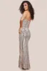 Strapless Multi Sequin Maxi Dress - Champagne by Goddiva sold by Goddiva
