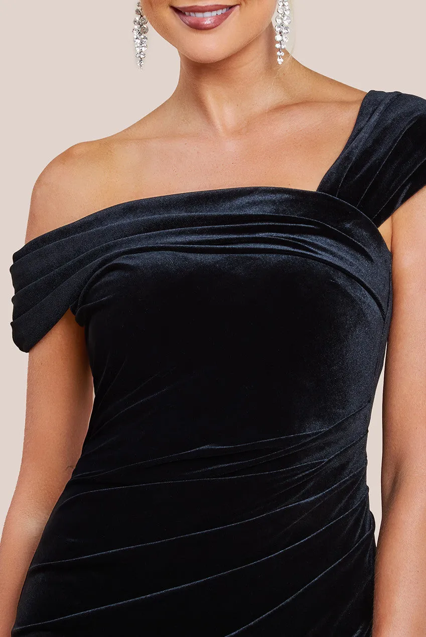 One Shoulder Velvet Maxi Dress - Black by Goddiva sold by Goddiva product image thumbnail 3