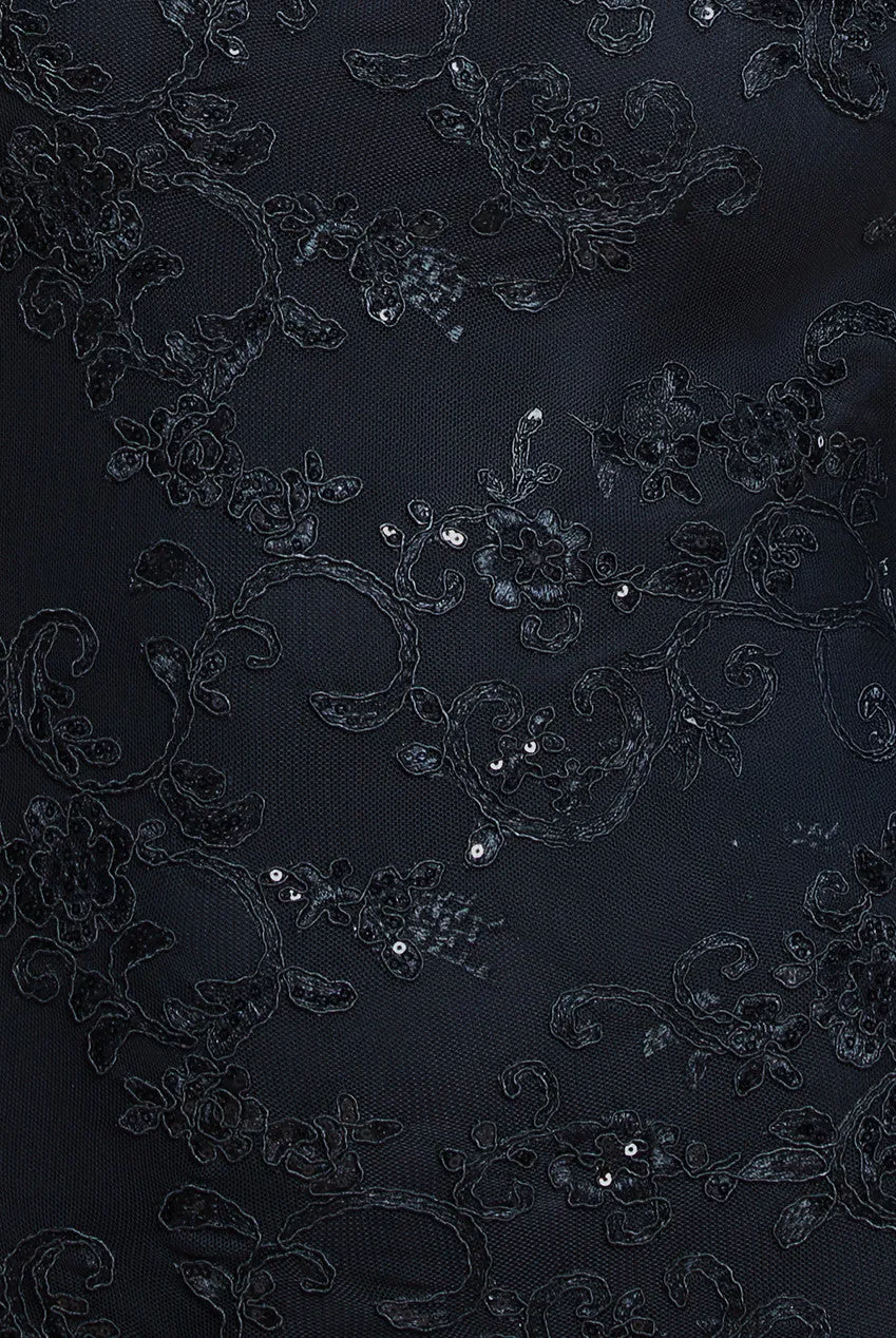 Scalloped Cape Open Back Lace & Sequin Maxi Dress - Black by Goddiva sold by Goddiva product image thumbnail 4