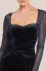 Hotfix Diamante Sleeve Front Split Velvet Maxi Dress - Black by Goddiva sold by Goddiva