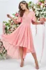 Pleated Chiffon High Low Midi Dress - Peach by Goddiva sold by Goddiva