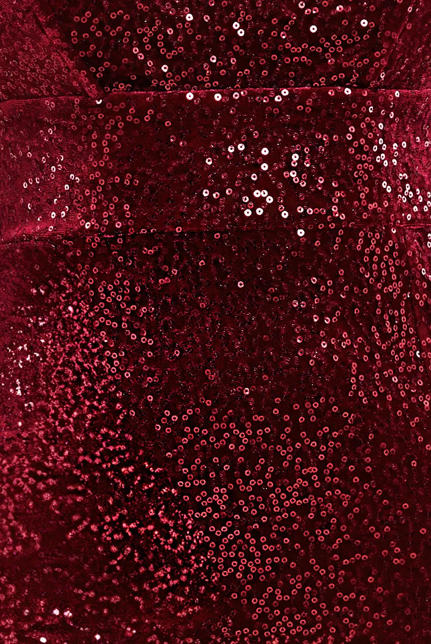 Sequin Velvet Bandeau Maxi Dress - Wine by Goddiva sold by Goddiva product image thumbnail 4