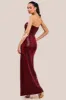 Sequin Velvet Bandeau Maxi Dress - Wine by Goddiva sold by Goddiva