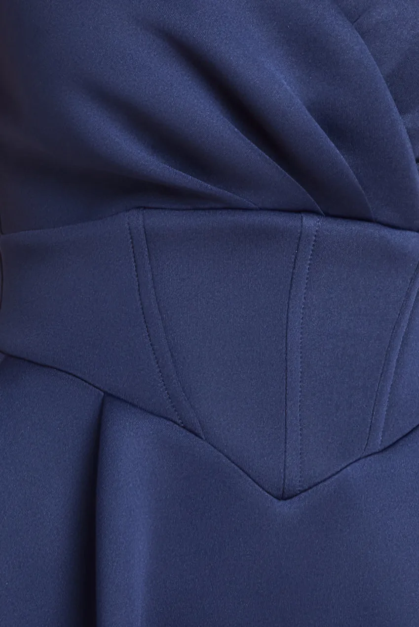 Corset Fit & Flare Midi Dress - Navy by Goddiva sold by Goddiva product image thumbnail 4