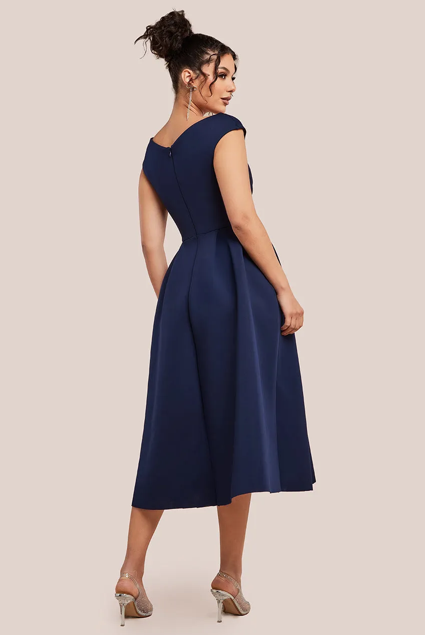 Corset Fit & Flare Midi Dress - Navy by Goddiva sold by Goddiva product image thumbnail 2