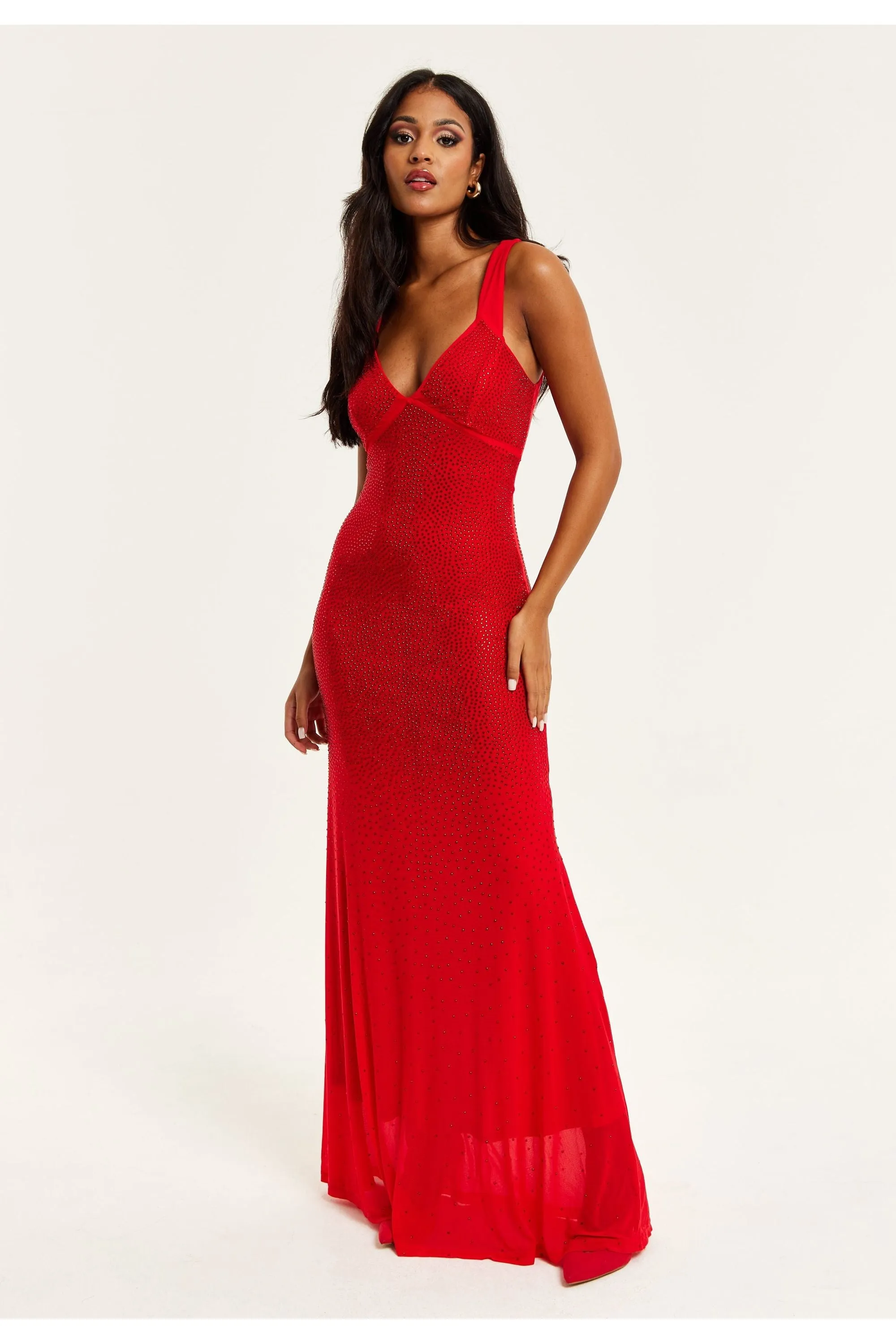 Red Sequin Maxi Dress With Open Back Detail by Liquorish sold by Goddiva product image thumbnail 4
