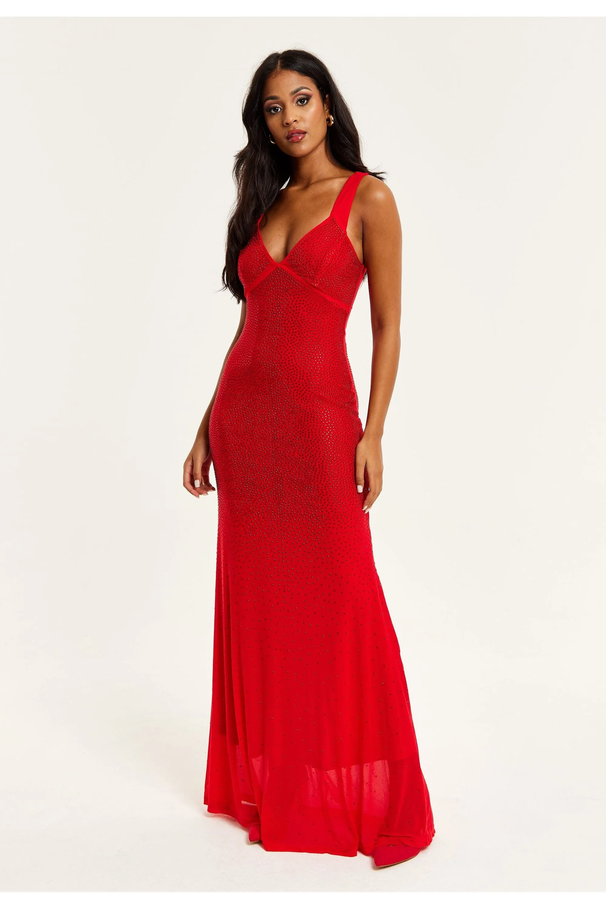 Red Sequin Maxi Dress With Open Back Detail by Liquorish sold by Goddiva product image thumbnail 2