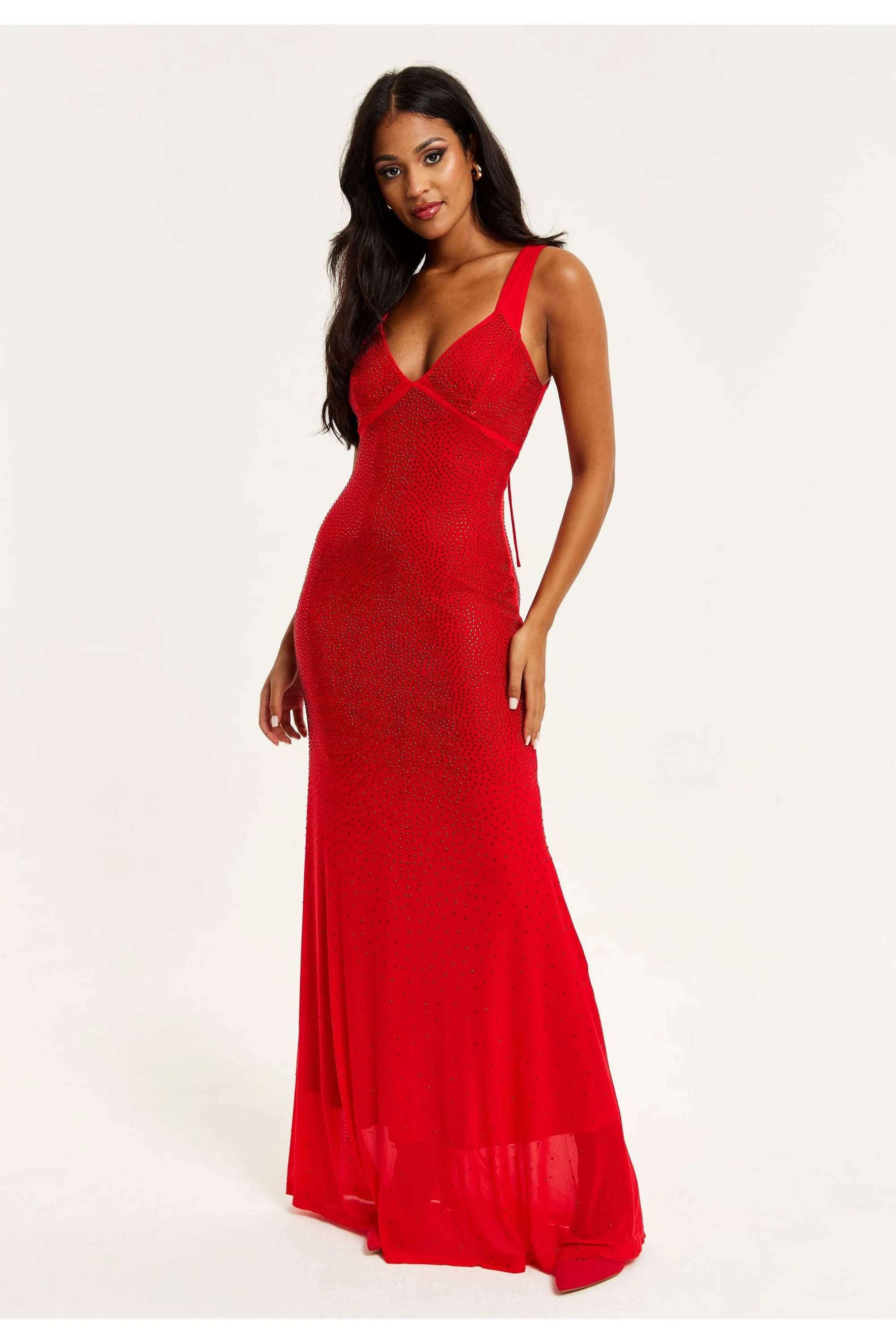 Red Sequin Maxi Dress With Open Back Detail by Liquorish sold by Goddiva product image thumbnail 3