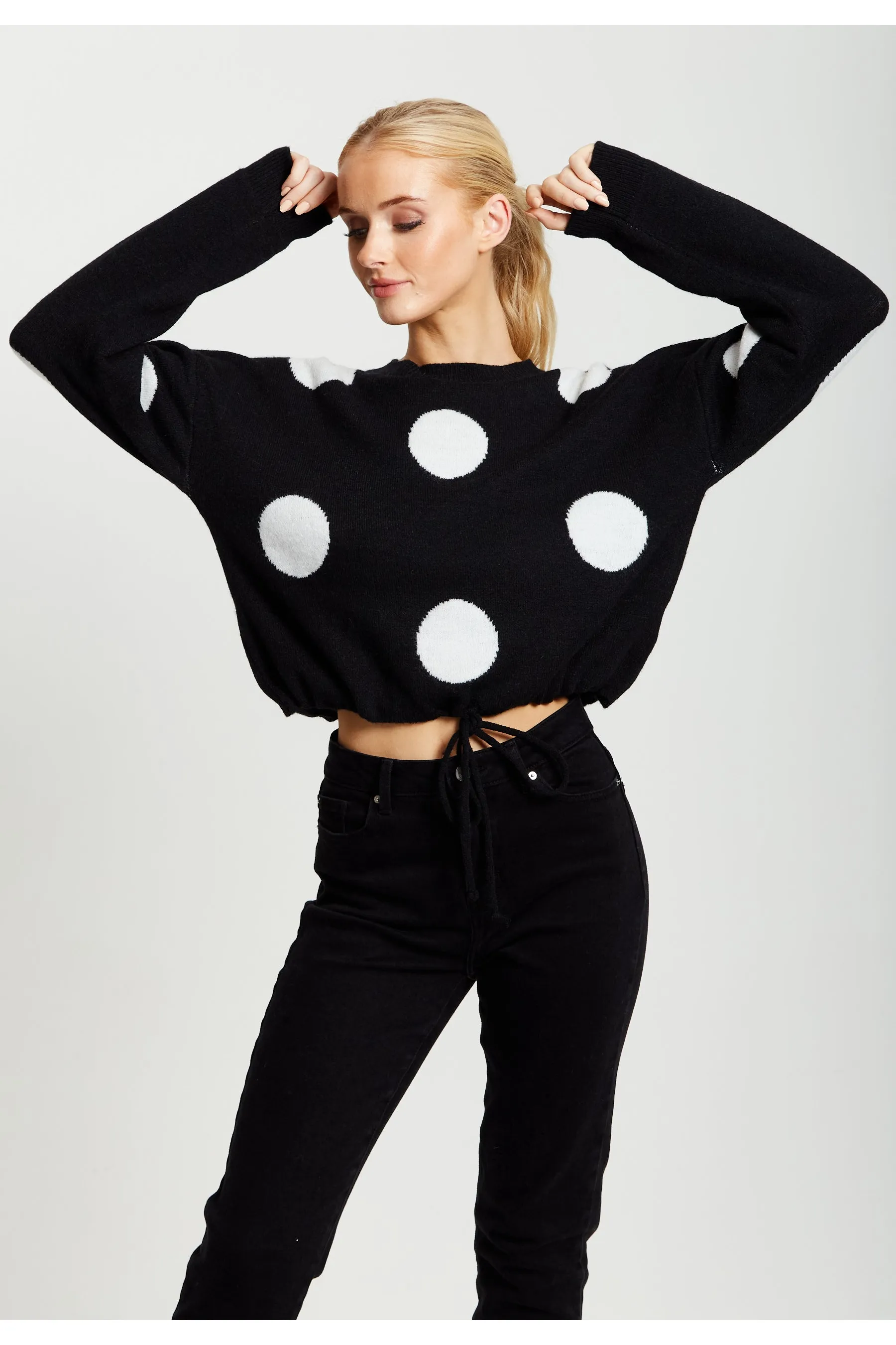 Liquorish White Polka Dot Jumper In Black sold by Goddiva product image thumbnail 4