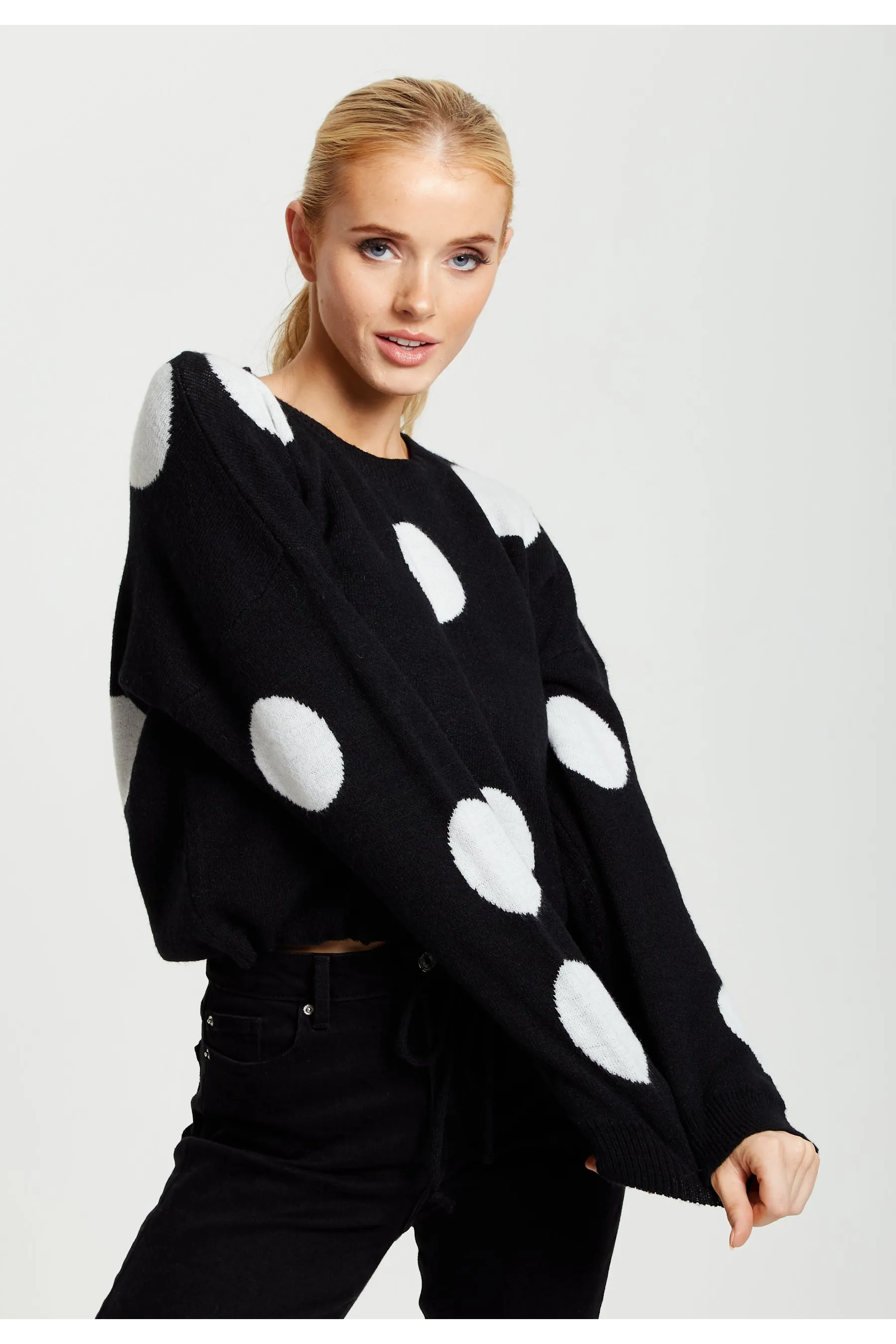 Liquorish White Polka Dot Jumper In Black sold by Goddiva product image thumbnail 5
