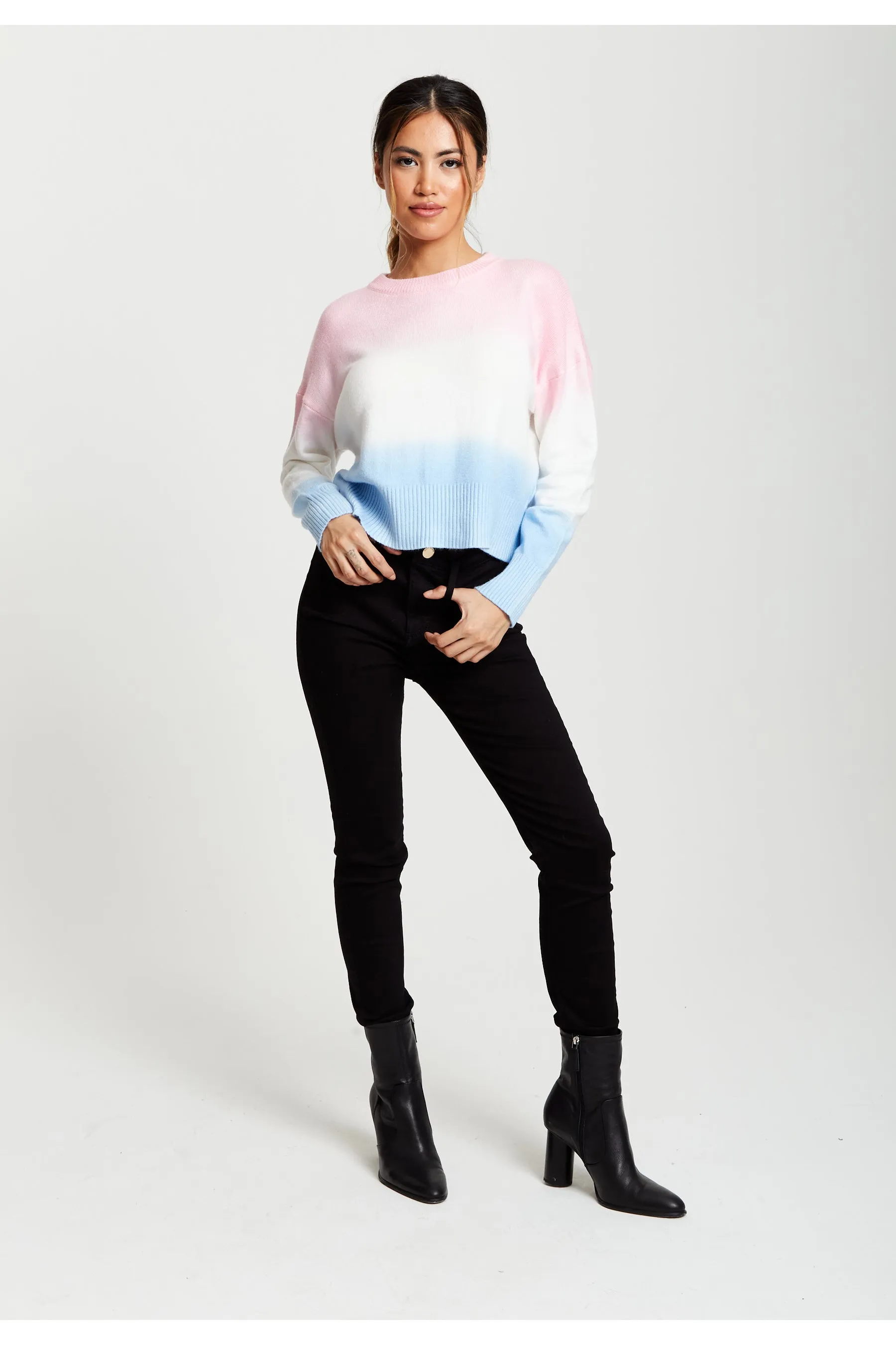Ombre Pattern Jumper In Pink, White And Blue by Liquorish sold by Goddiva product image thumbnail 2